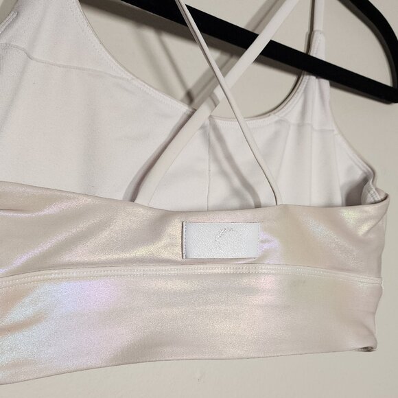 ZYIA Active Unicorn Luxe Bra Size S White Opalescent Shimmer GUC - Picture 4 of 11